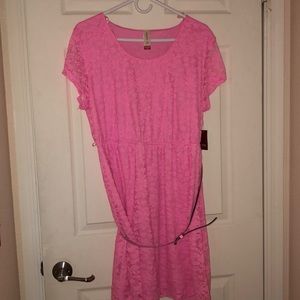 NWT bubble gum pink lace skater dress